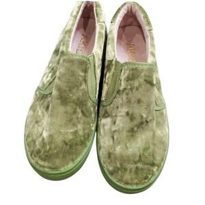 Akid Green Velvet Kids Slip-On Shoes Size: 2